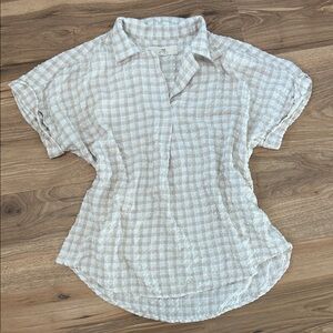 Thread & Supply Cream Checkered Blouse